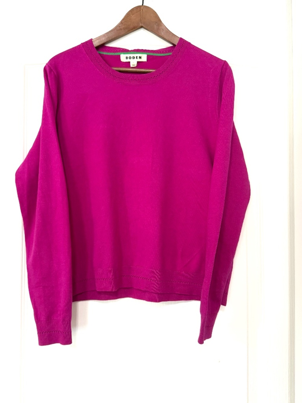 Boden Catriona Cotton Crew Jumper / Sweater - Magenta Pink - Size L